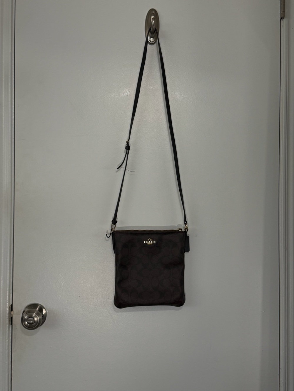 Coach Brown Signature Small Crossbody with Gold Logo - Picture 2 of 9